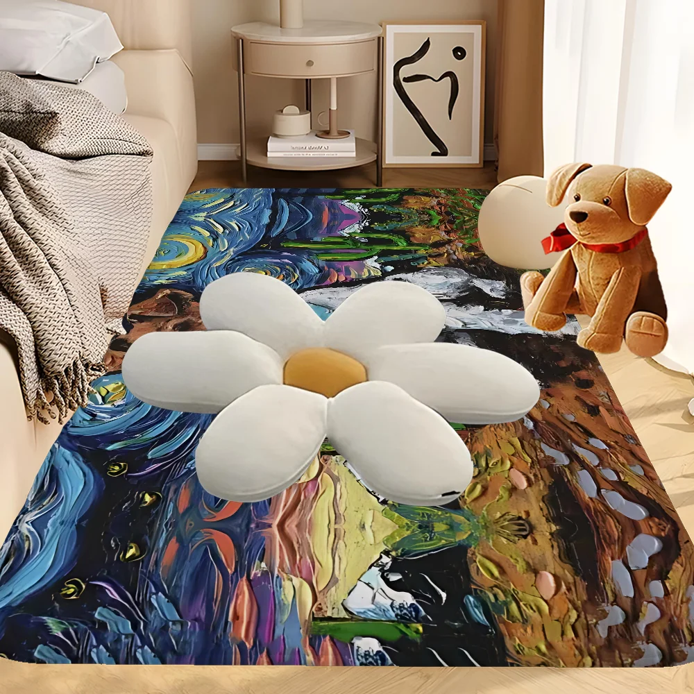 Starry Night Wire Fox Door Mat Kids Room Bedroom Decoration Balcony Anti-Slip Doormat Living Room Doormat Area Rug