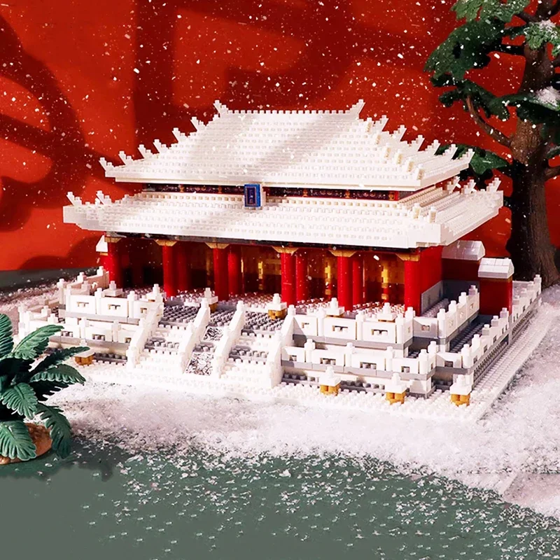 Lezi 8049 World Architecture Snow Hall Of Supreme Harmony Winter Palace Pavilion Mini Diamond Blocks Bricks Building Toy No Box