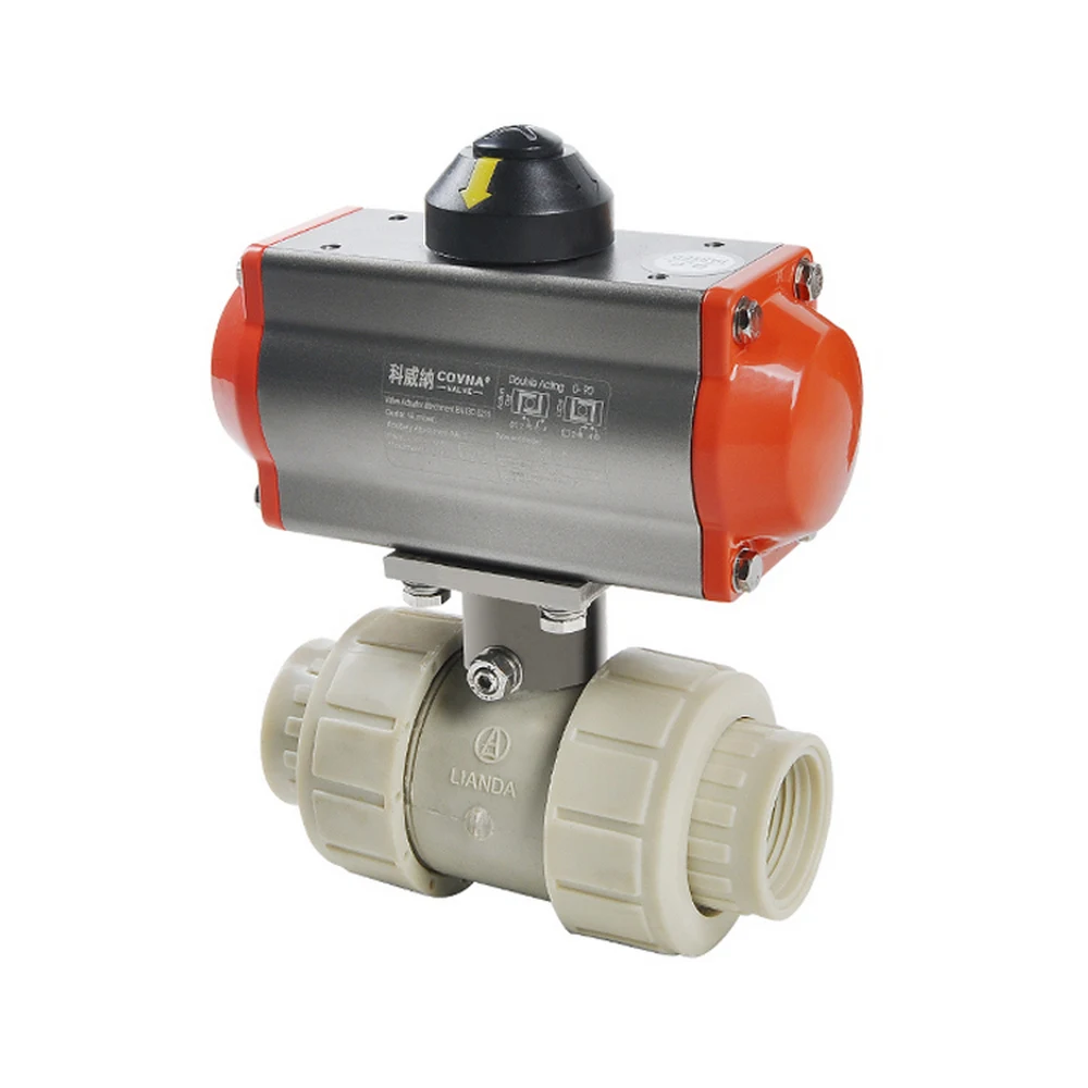 2 inch Air Compressor Spring Return Double Union Corrosion Resistant Pneumatic Actuator PP Ball Valve