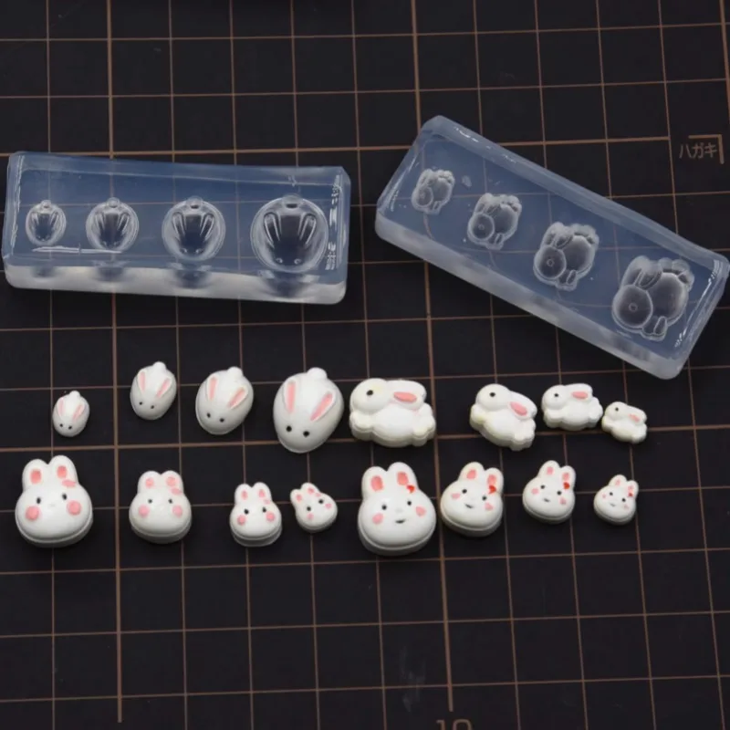 Miniature Cute Bunny Mold Ultra-light Clay Silicone Molds Soft Pottery Handmade Rabbit Uv Glue Mold Polymer Clay Tool