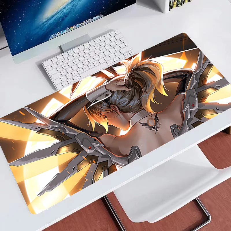 Large Gaming Mousepad Overwatch Mercy Keyboard Pad Gamer Mouse Pad on The Table Speed Desk Mat Anime 900x400 Soft Mouse Mats