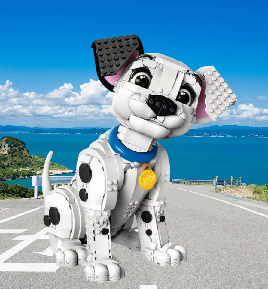 

Новая модель белого щенка MOC, строительные блоки для домашнего декора, для мальчиков и девочек, в качестве праздничных подарков.