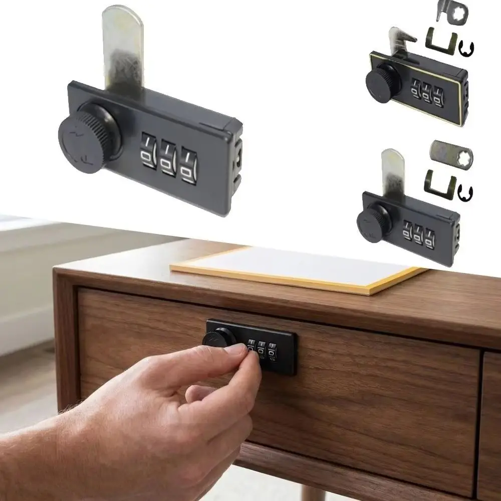 Portable 3 Digit Combination Combination Lock Mechanical Keyless Drawer Lock Anti-Theft Cabinet Lock Toolbox