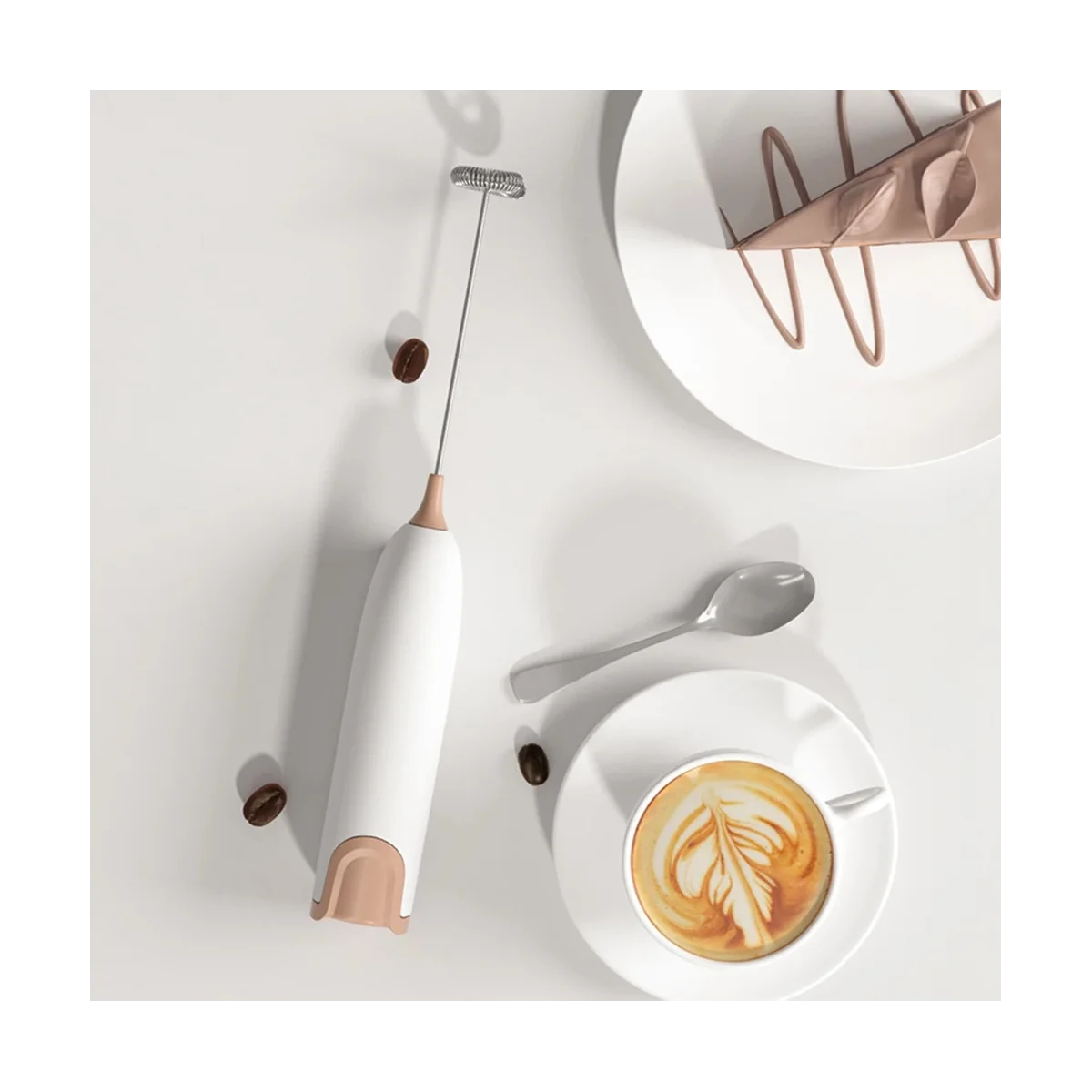 Electric Kitchen Foamer Whisk Mixer Stirrer Coffee Cappuccino Whisk Frothy Egg Beater Coffee Color