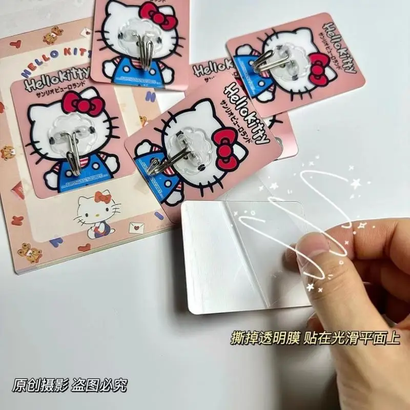 Cute Hello Kitty New Kawaii Strong Hook Girl Heart Dormitory No Wall Decoration Storage Perforated Adhesive Hook Gifts for Kids