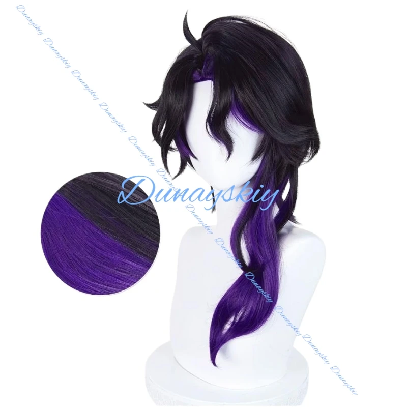 Pantalone Genshin Impact Cosplay Wig with Glasses for Men Black Hair Regrator WakuWaku Free Cap Included view 5