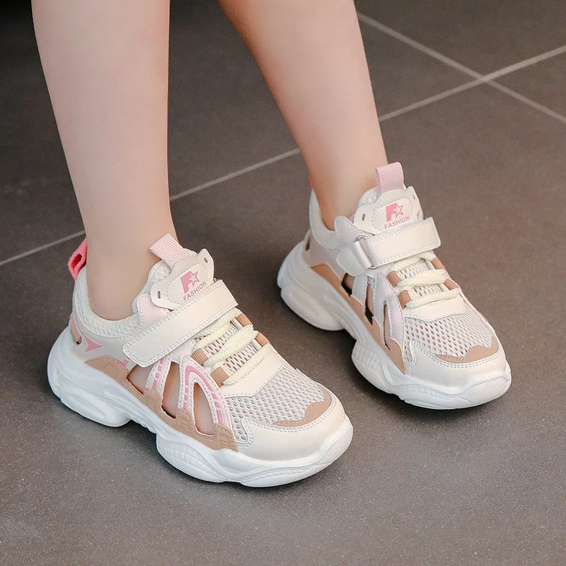 

Children's Sports Shoes 2025 New Girls' Causal Sneakers Summer Mesh Breathable And Comfortable Hollow Student Running Shoes