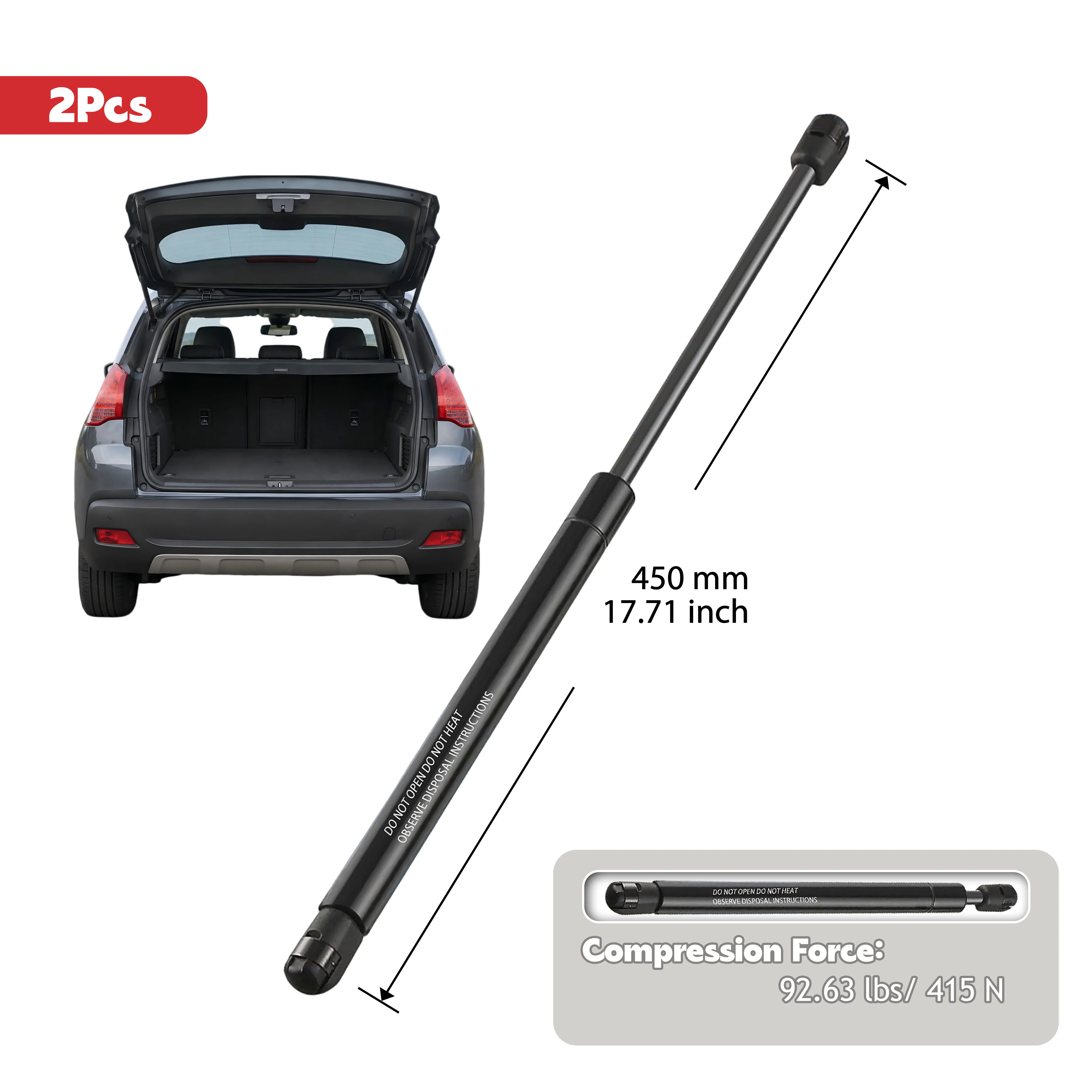 2Pcs Boot Gas Spring for Peugeot 3008 MPV Van 0U 2009-2016 Rear Tailgate Lift Support OE 9802156180