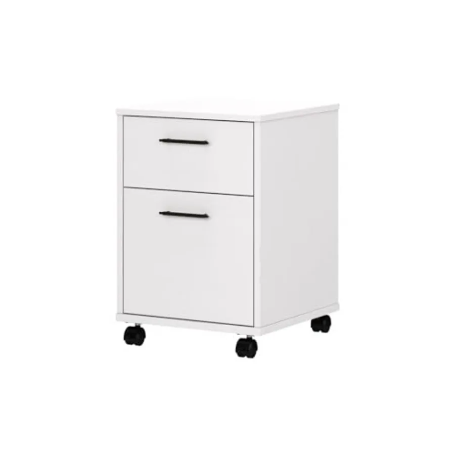 2-Drawer Rolling File Cabinet on Wheels with Smooth Gliding Motion for Home Office Storage and Organization in Pure White Oak F