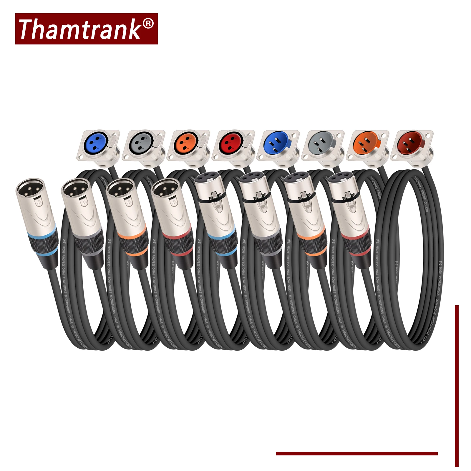 D Type 3Pin Male/Female XLR Panel Mount to Male/Female Plug Pass Through Audio Extension Cable No Solder for Pro Installations