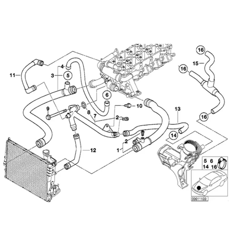 A11532247154 Car Water Hose Return Pipe Engine Cooling Water Hoses For BMW E39 11532247154