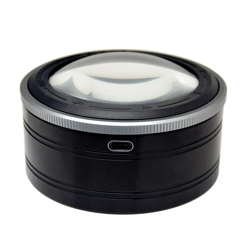 Magnifying glass LED light 5x solid focus imaging Large area newspaper reading Help dimmable elderly reading
