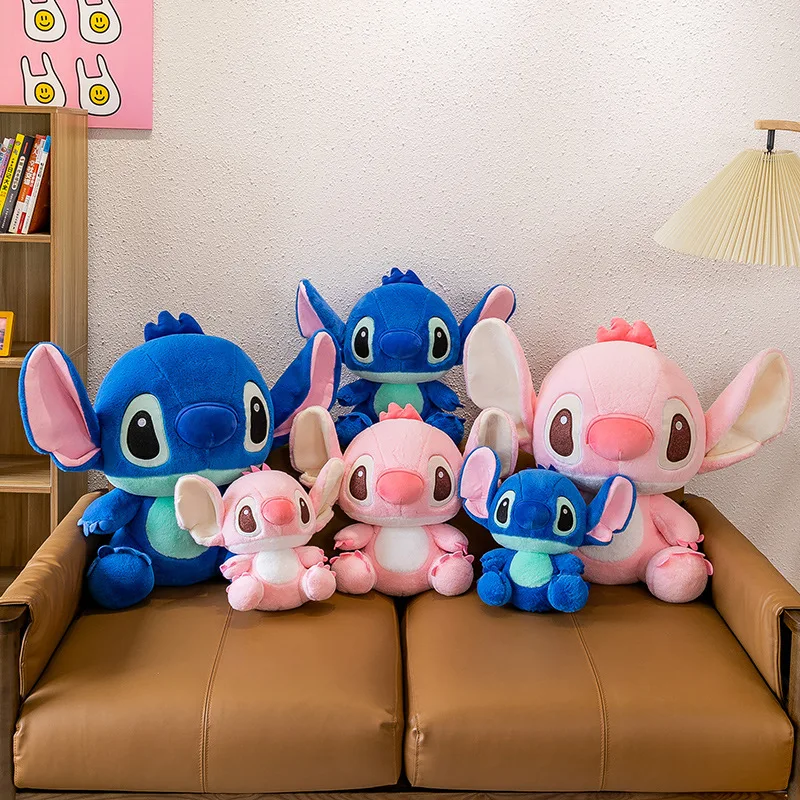 Disney Anime Peripheral Plush Animal Stitch Angel Sewing Plush Cartoon Doll Cute Doll Pillow Baby Model Toy Girl Doll Birthday G