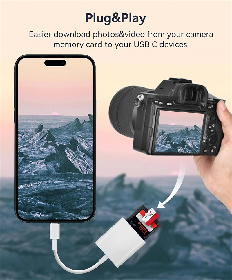 2 in 1 USB C & Lighting To SD TF Card Reader Adapter for IPhone 15 14 13 12 16 Pro Max IPad Otg Micro SD Memory Card Connector image 6