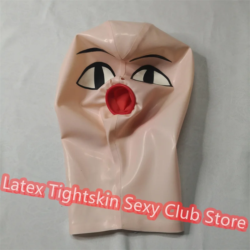 

Handmade Latex Mask Cosplay Rubber Hood High Elasticity Headwear with Mouth Sheath Halloween Cosplay Costume for Men Women