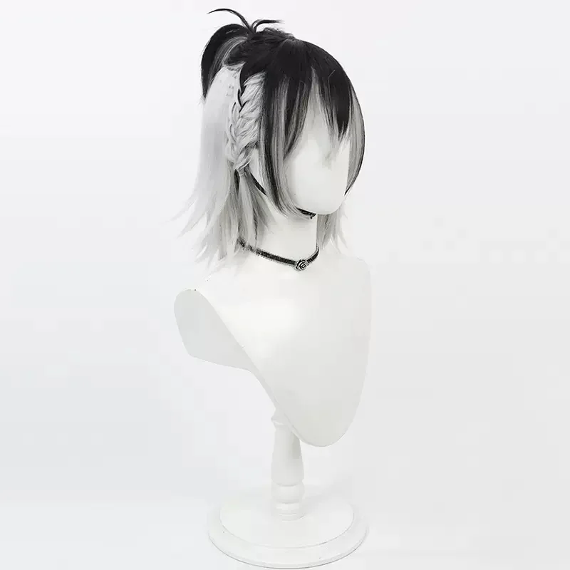 Peruca de cabelo sintético com L-email peruca, resistente ao calor, um vampiro vive no dormitório, Ruka Saotome Cosplay, cor preto e branco