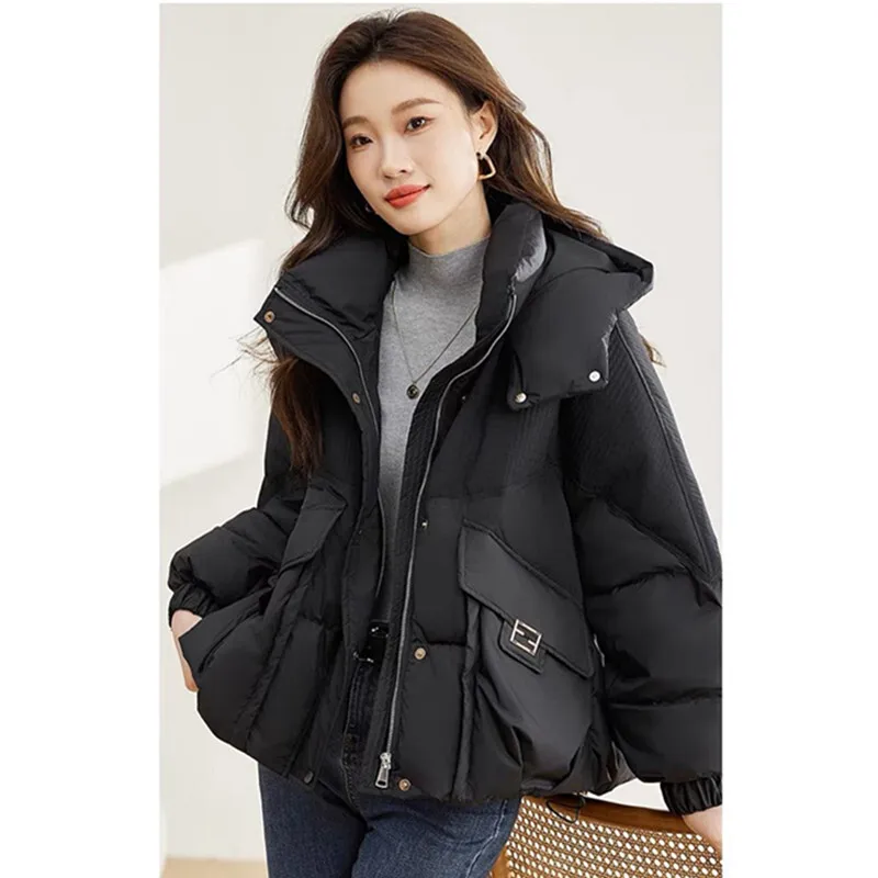 2025 New Winter Coat Parka Jacket Women Loose Coats Thick Warm Black Overcoat Snow Wear Padded Jackets Outwear Female