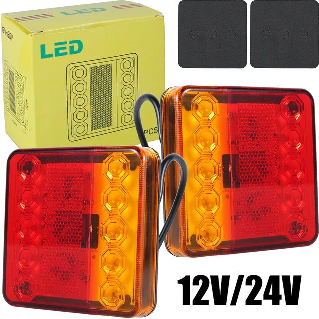2 szt. LED światła do samochodów ciężarowych 12/24 V tylne światła tylne kwadratowy wskaźnik zatrzymania tylnego zestaw lamp przyczepy wskaźnik Stop wodoodporny cofania