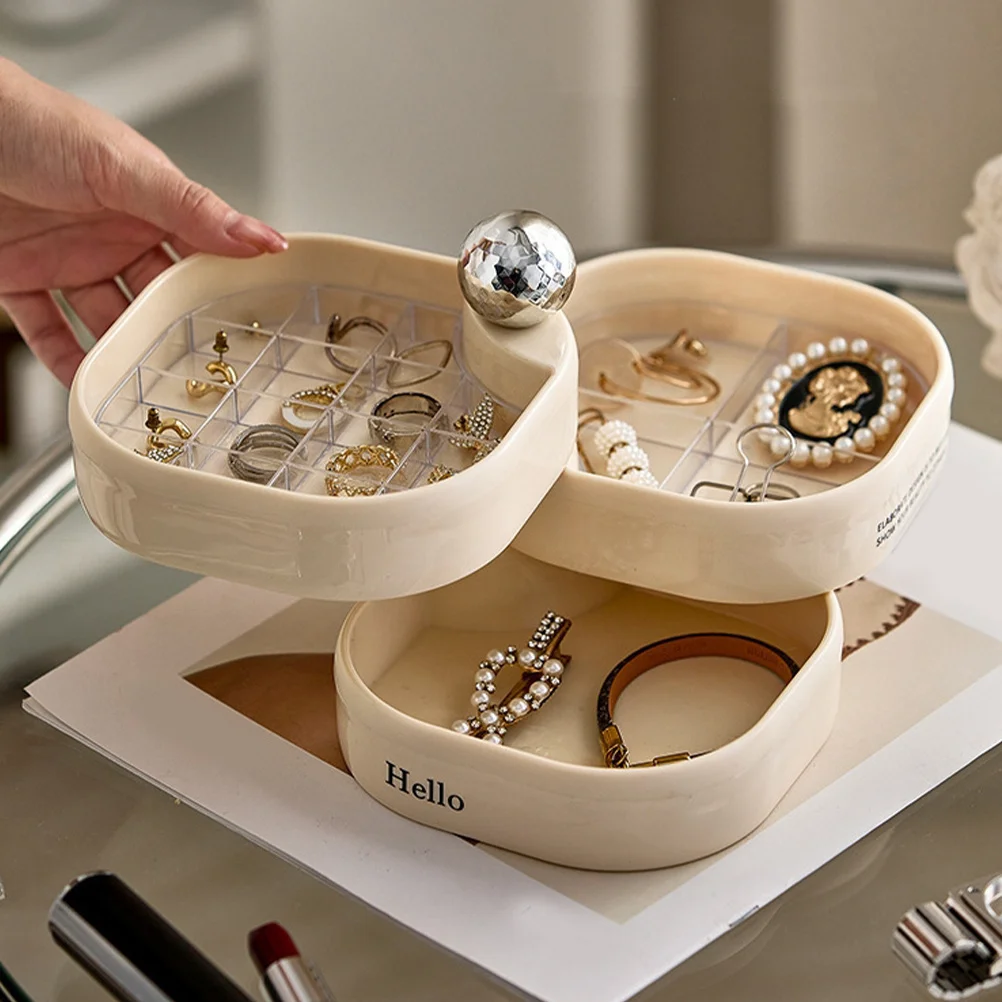 

Rotatable Jewelry Storage Box Multi-Tier Organizer for Earrings Rings Bracelets Necklace Decorative Jewelry Case