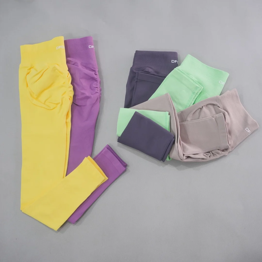 DF-LOGO Women Seamless High Waist Yoga Leggings Butt Lifting Gym Fitness Pants Compresson Running Workout Slim Tight Sport