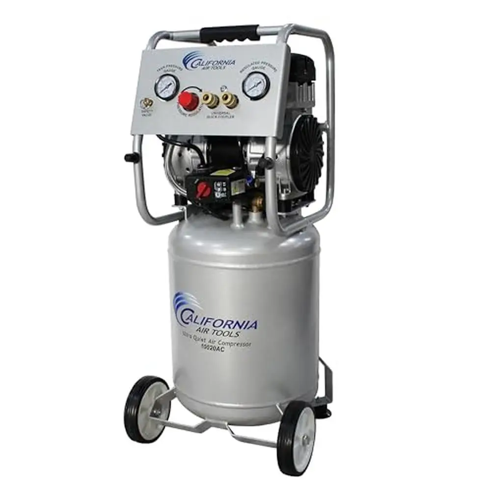 Ultra Quiet Oil-Free 2.0 HP 10.0 Gal. Aluminum Tank Air Compressor Auto Drain Wheels Powerful Motor Nailing Easy Maintenance