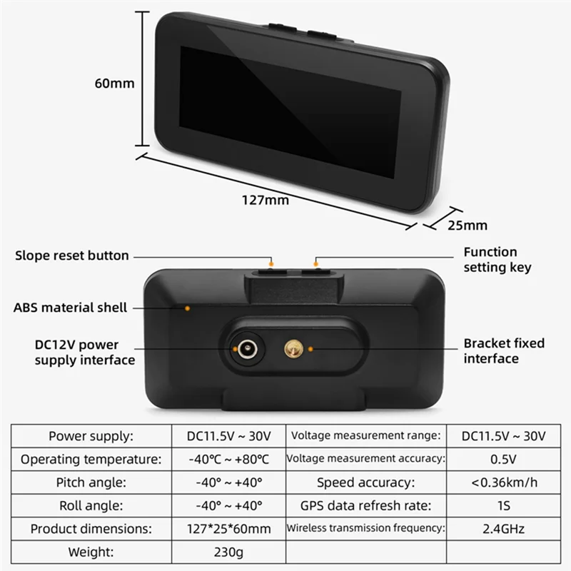 Classy-Car HUD Head Up Display Inclinometer Compass Speedometer GPS Overspeed Alarm Digital Speed Slope Meter Car Parts 1 PCS
