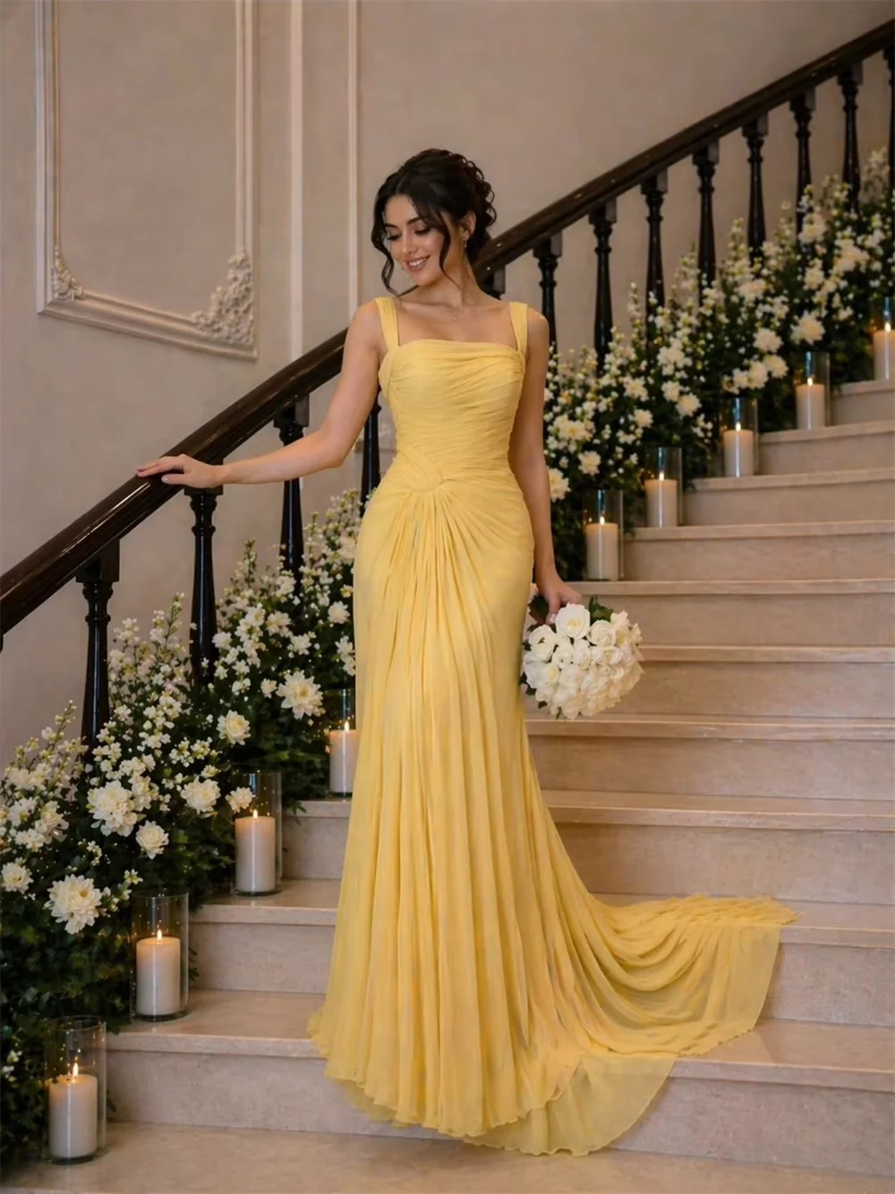yellow sequin prom dress Mermaid Sequins Long Sweetheart Dresses Size medium measures 53.25 from adjustable straps to hem Sequin Fitted Long Formal Prom