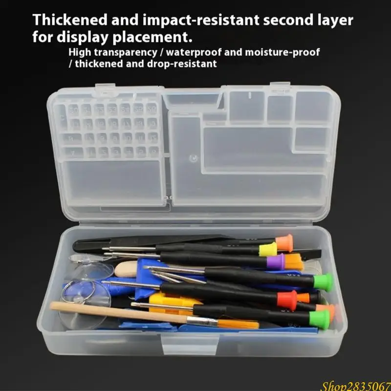 Clear Plastic Toolbox Storage Case Double Layer Storage Tray Visible Compartments Lightweight Repair Carriers 831F