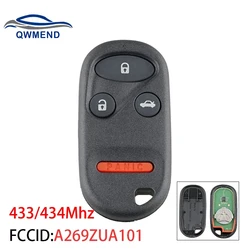 QWMEND for Honda CR-V 1997-2001 Car Remote Key A269ZUA101 Replacement for Honda Key 433/434Mhz 3+1 Buttons High Quality