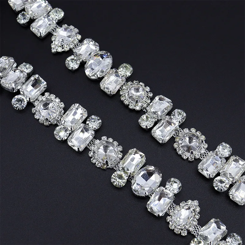 

CUIER 1 Yard Sparkling Ribbon With Crystal Rhinestone Trim DIY Iron-On Repair For DIY Shoes Bags Dresses Decoration