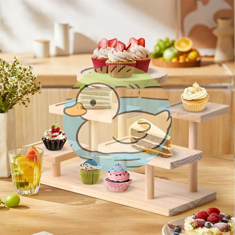 

[HS][LA]1Pc Solid Wood Decorative Display Ornament INS Style Multi-Layer Storage Rack