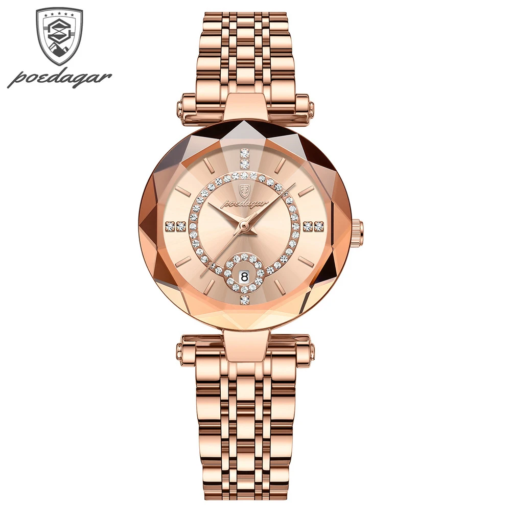 POEDAGAR Brand Women Watches for Ladies Waterproof Stainless Steel Luxury Rose Gold Quartz Wristwatch Woman Relogio Feminino