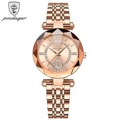 POEDAGAR Brand Women Watches for Ladies Waterproof Stainless Steel Luxury Rose Gold Quartz Wristwatch Woman Relogio Feminino