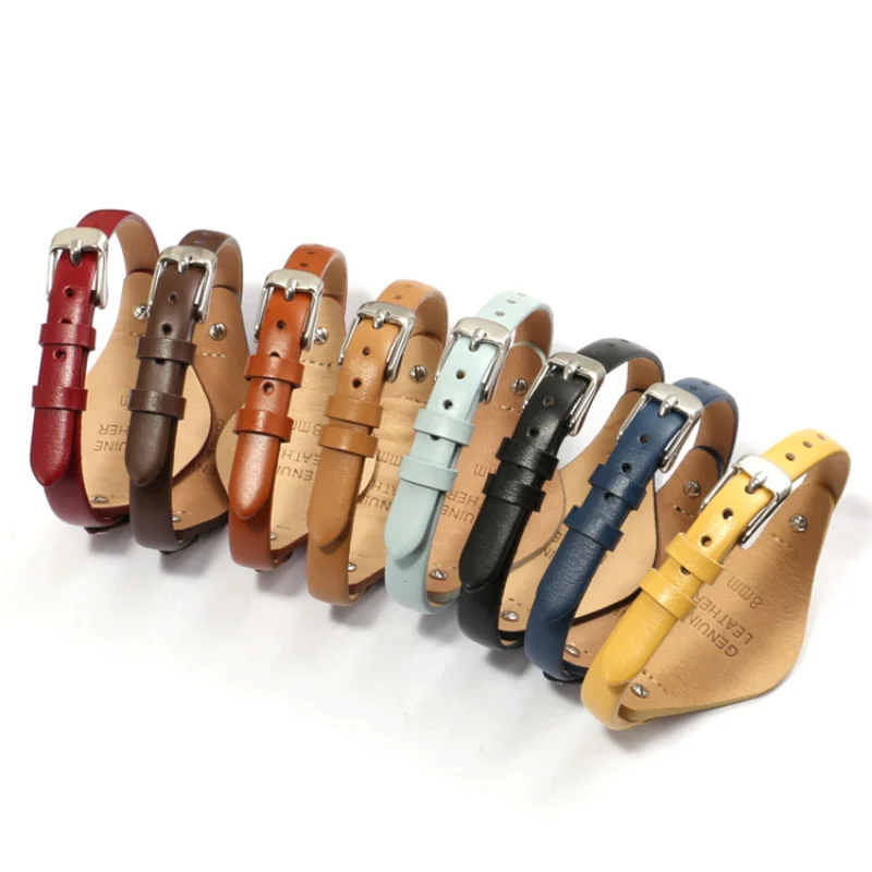 uhgbsd Solft Leather Watch Band For Fossil Watch ES4119 3077 2830 3060 Ladies Genuine Leather Strap Small Size 8mm