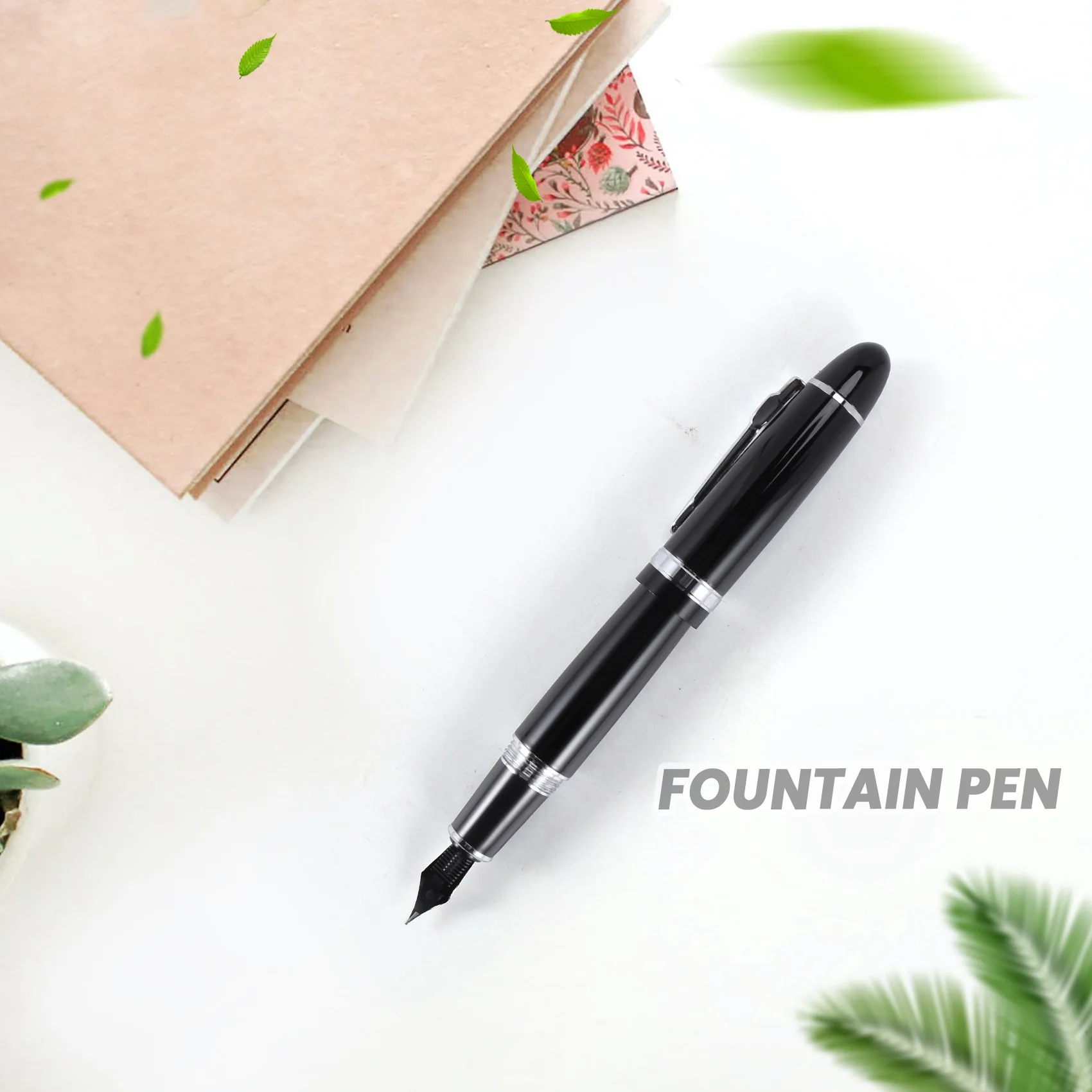 

Y03A 159 Black And Silver M Nib Fountain Pen Thick For Gifts Decorations USA
