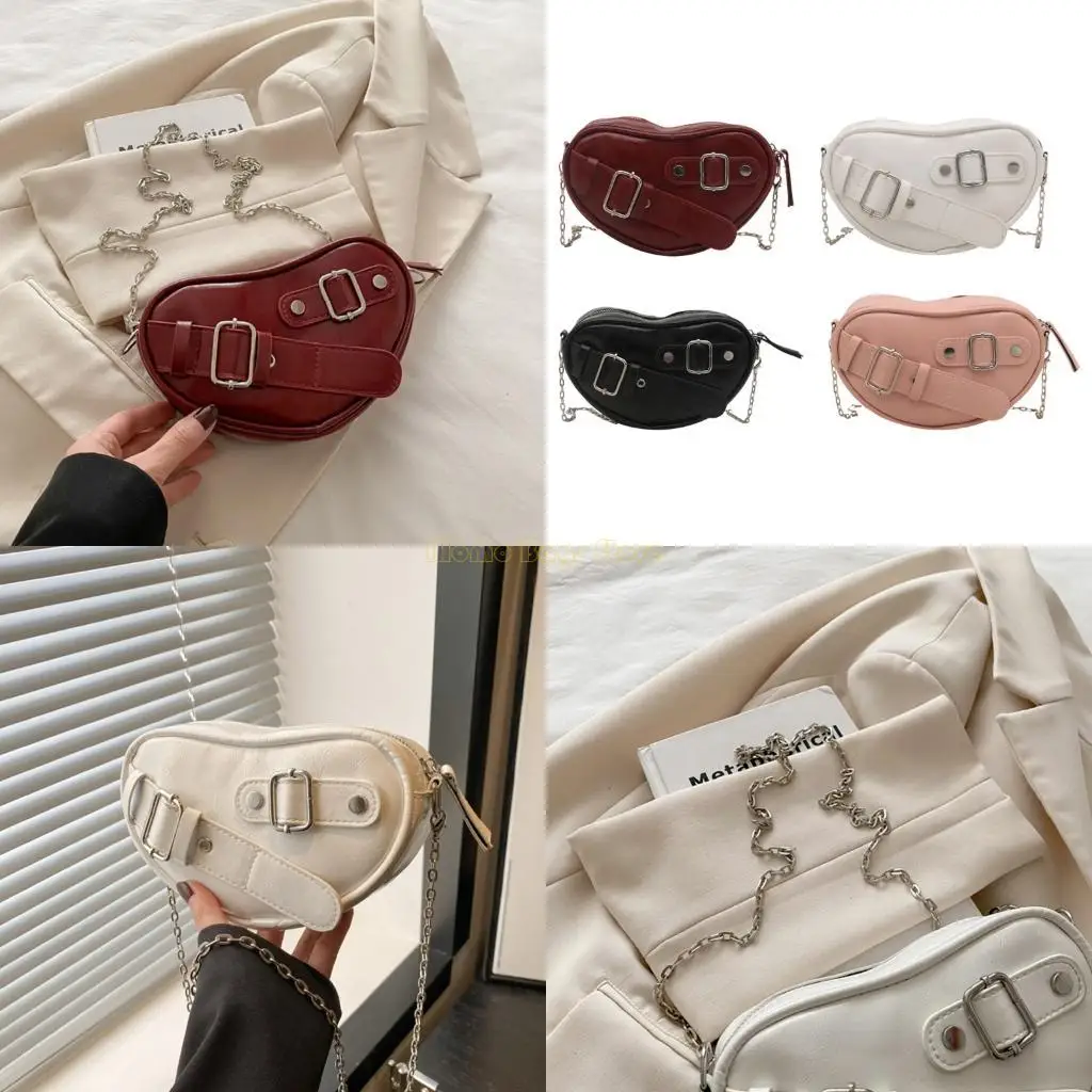 

X90D Women Everyday Bag Fashion Crossbody Bag PU Leather Bag Heart Shaped Shoulder Bag for Travel Daily Use