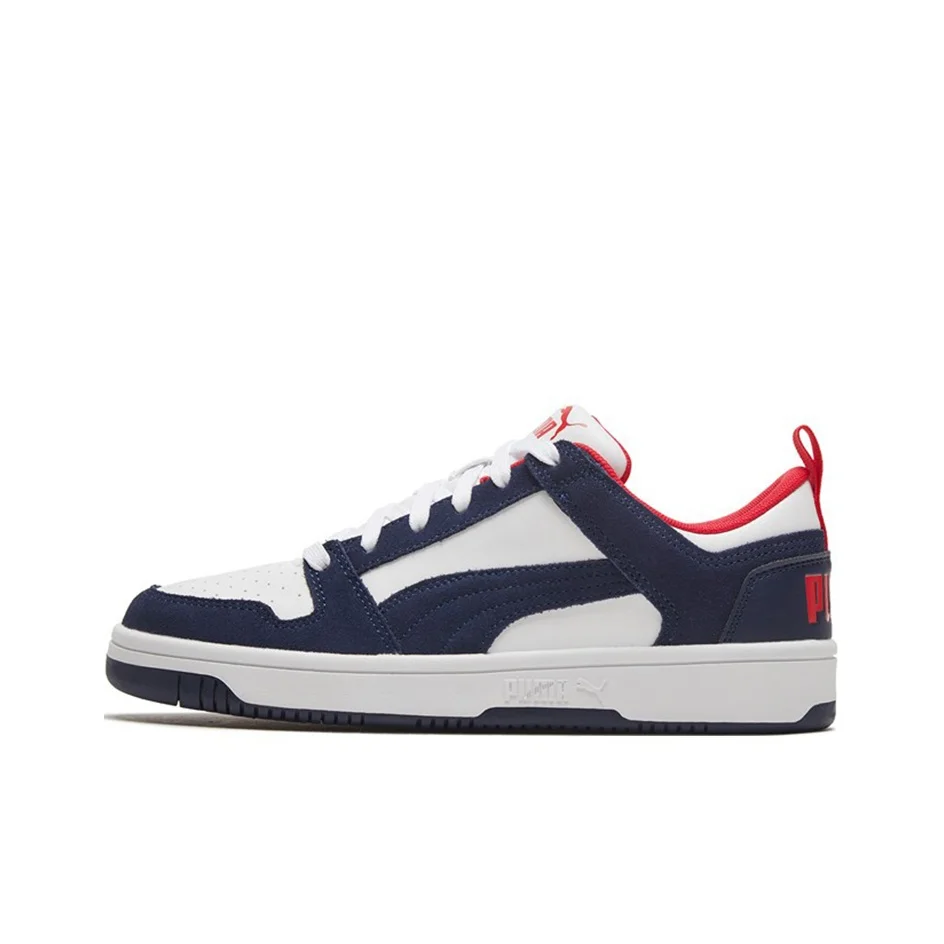 PUMA Rebound Layup Leather Lightweight Low top Skateboard Shoes Unisex White Blue Red 370539-05