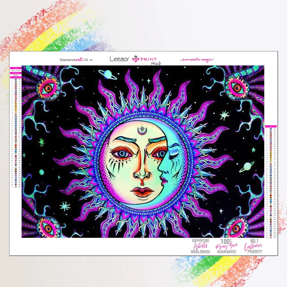 Diamond Painting Mandala Sun Moon Full Diamond Mosaic 5d Diy Embroidery Cross Stitch Kits  Home Decor Landscape Art Wall Sticker