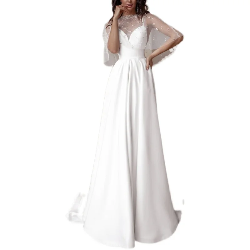 

Sexy Strapl Svel Long Dr Evening Par Gown mid Waist A-Line Skirt ort Sve Pure Color Simple Sle for Women