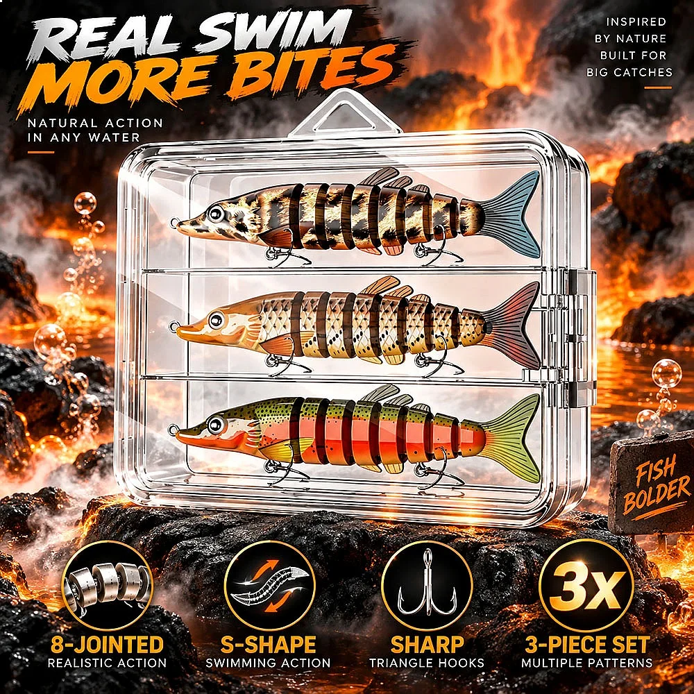 3pcs/5pcs Multi Section Hard Fishing Lures Slow Sinking Realistic Bionic Action Sharp Treble Hooks Saltwater River Trout