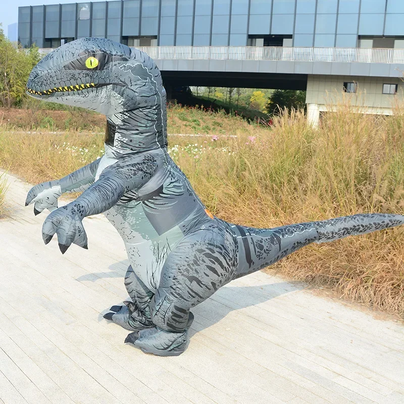 Traje inflável velociraptor tiranossauro rex dino cosplay boneca dos desenhos animados andando roupas engraçadas terno para adultos mn1