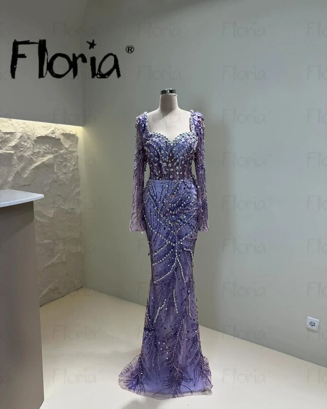 Lilac Violet Beading Evening Dress Customized Dubai Wedding Party Gowns Plus Size Shiny Stones Long Prom Dress Birthday Wear