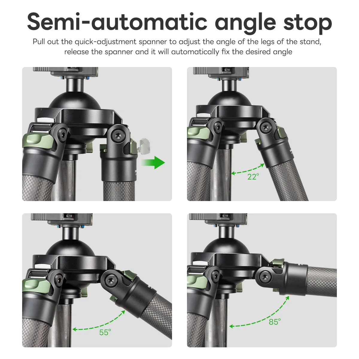 FANAUE Carbon Fiber + Aluminum Outdoor Tripod for Hunting with Quick Release Clamp Compatibility Arca Swiss/RRS Dovetail