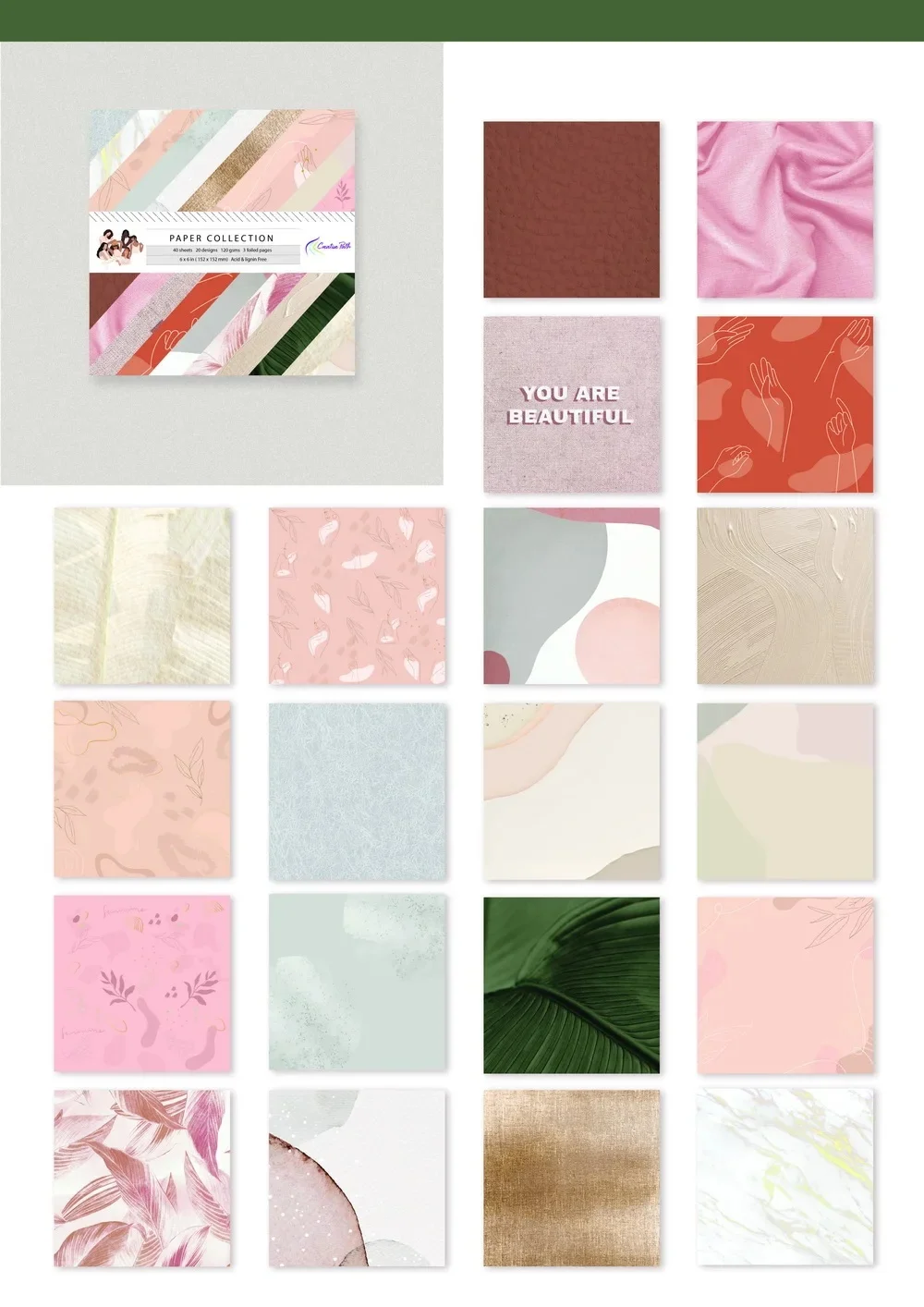 Creative Path 6x6 Zoll Journaling-Hintergrundpapierbögen Quadratisches Origami-Papier 15x15cm Blumenmuster Scrapbook Dekoratives Papier – Detail 38