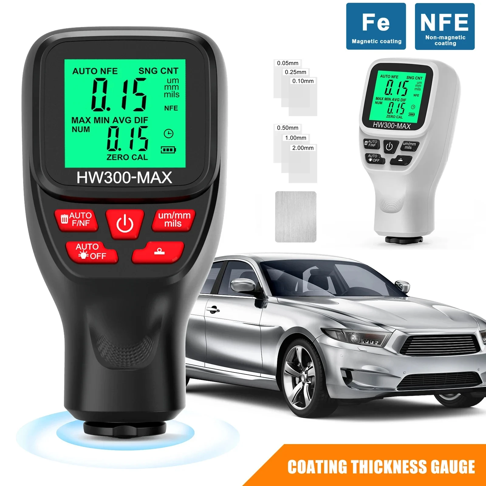 HW300-MAX Coating Thickness Gauge High Precision Thickness Detection Car Coating Measuring Tools Automotive Paint Meter ﻿