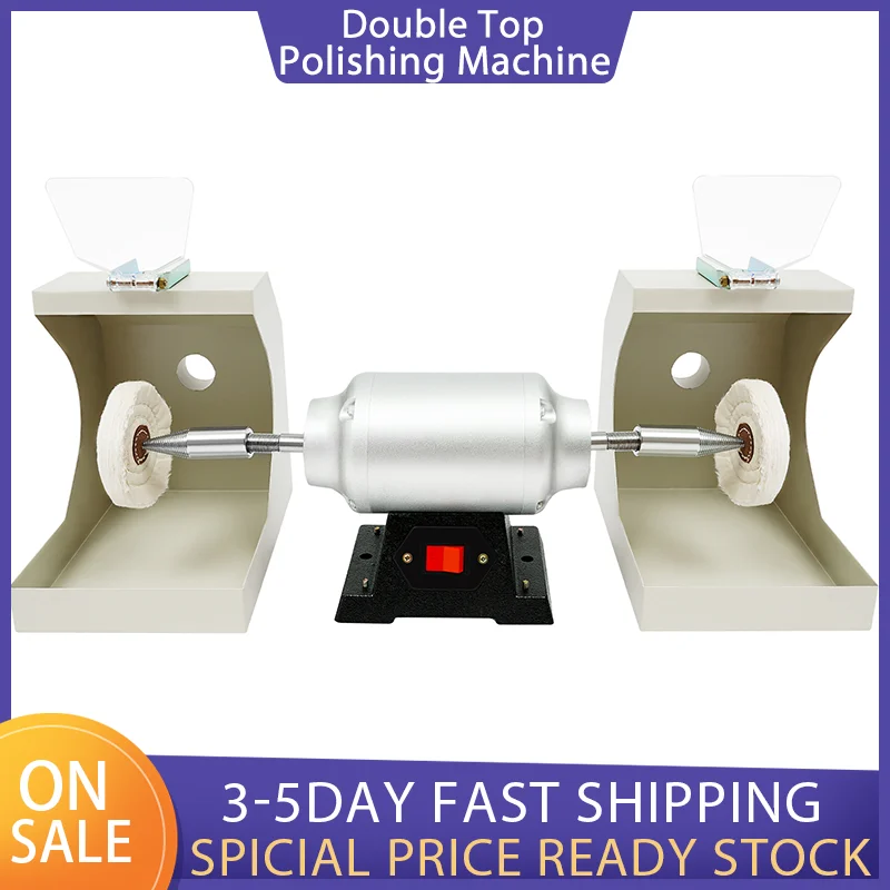 

Dental Technician Double Top with Cloth Wheel Polishing Machine Denture Grinding Double Head Rubber Tray Polishing Machine