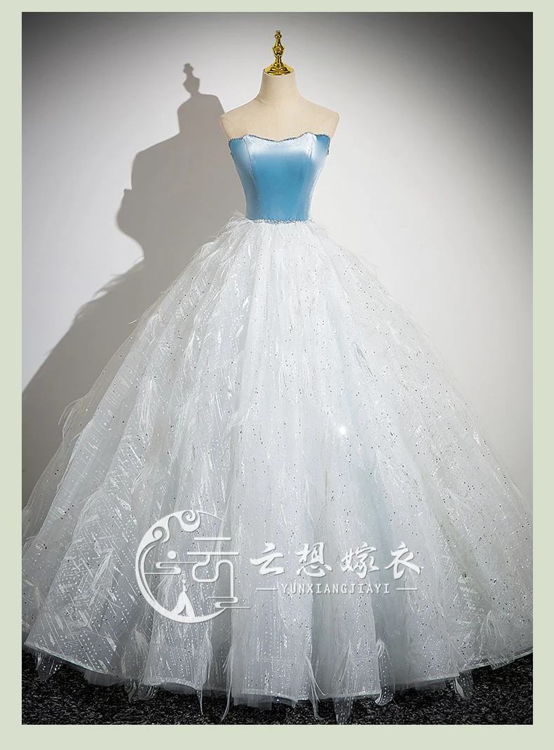 velvet light blue&white veil tutu fairy ball gown court medieval dress renaissance Gown queen Victorian /Marie/drama/