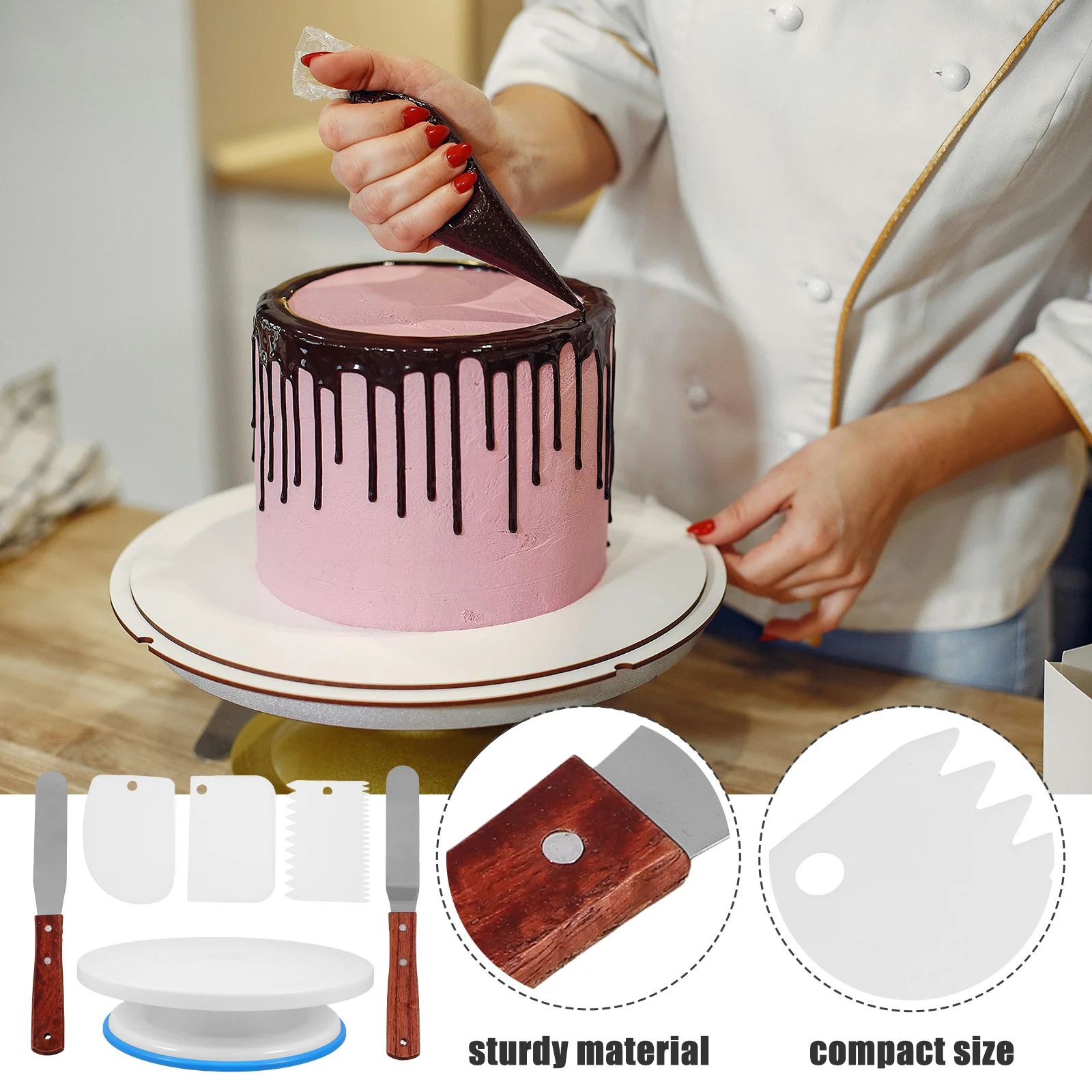 

1Set Rotating Cake Turntable Stand Plastic 360 Degree Revolving for Easy Decorating Home Bakery Cake Stands