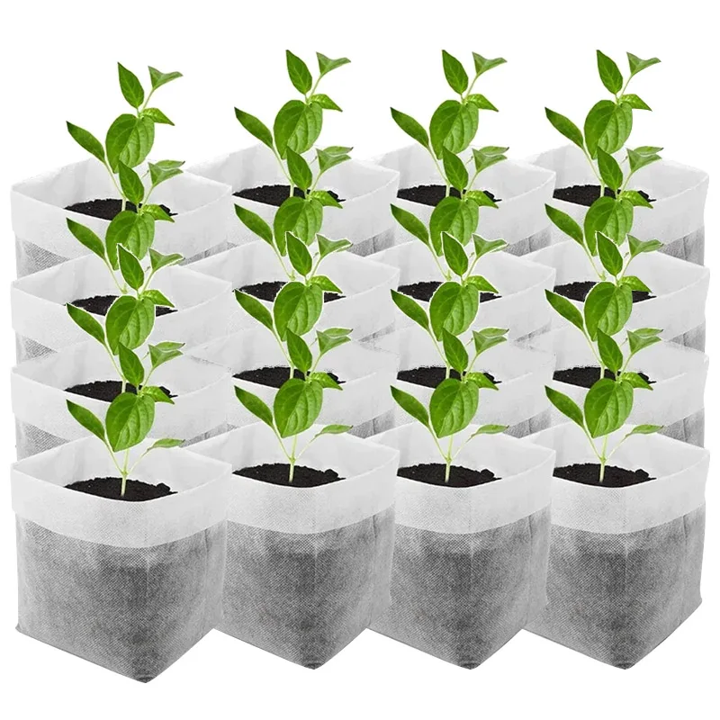 100Pcs Biodegradable Nursery Bag Plant Grow Bags Non-woven Fabric Seeds To Sow Flower Pots For Home Garden Accessories Tools