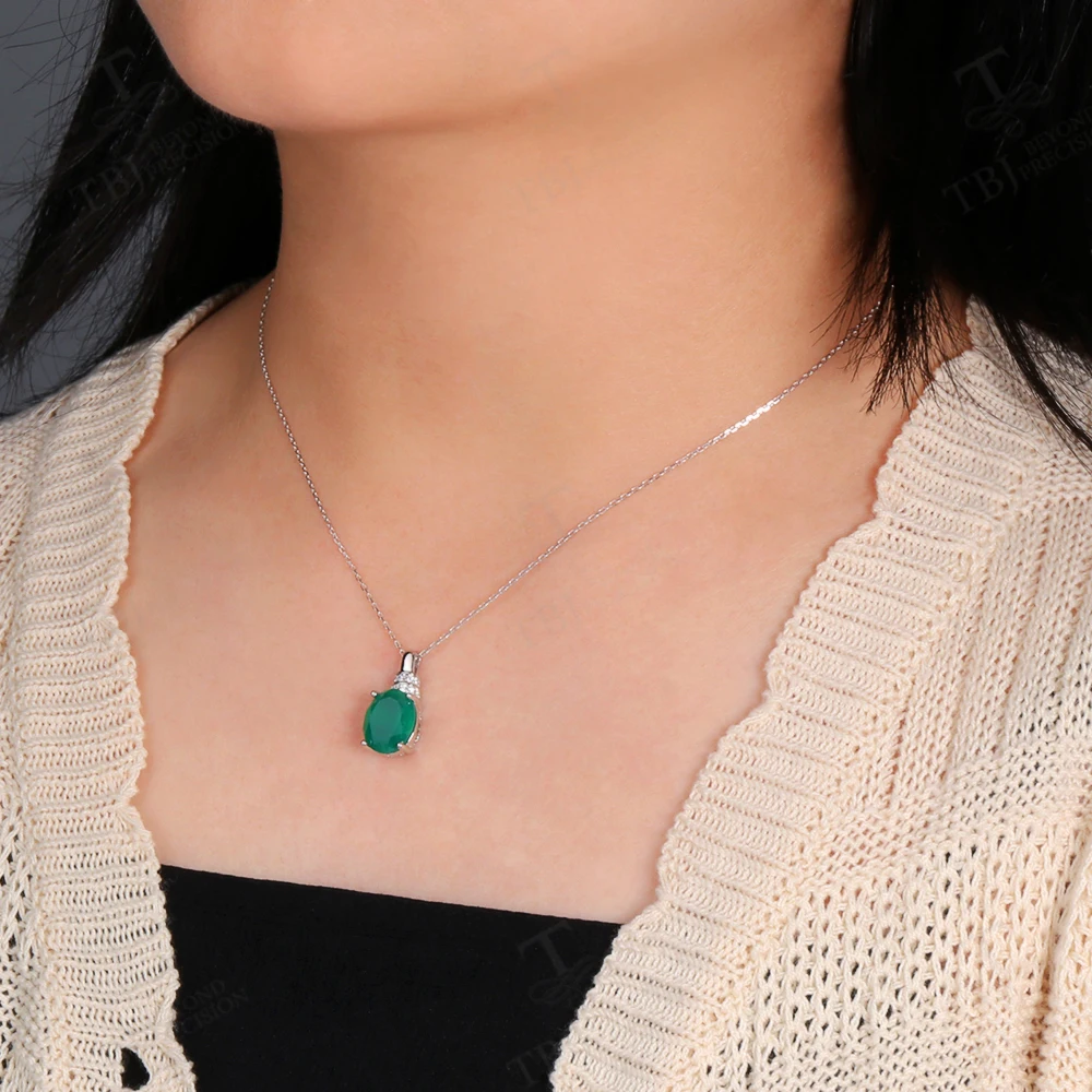 قلادة بدلاية عقيق أخضر طبيعي للسيدات ، فضة بيضاوية S925 ، مجوهرات فاخرة فريدة ، عيد ميلاد ، هدية حفلة مهرجان ، الموضة
